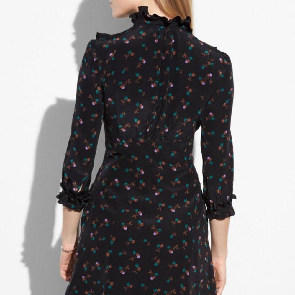 Coach Cherry Print Silk Western Shirt Dress NWT - Picture 5 of 6